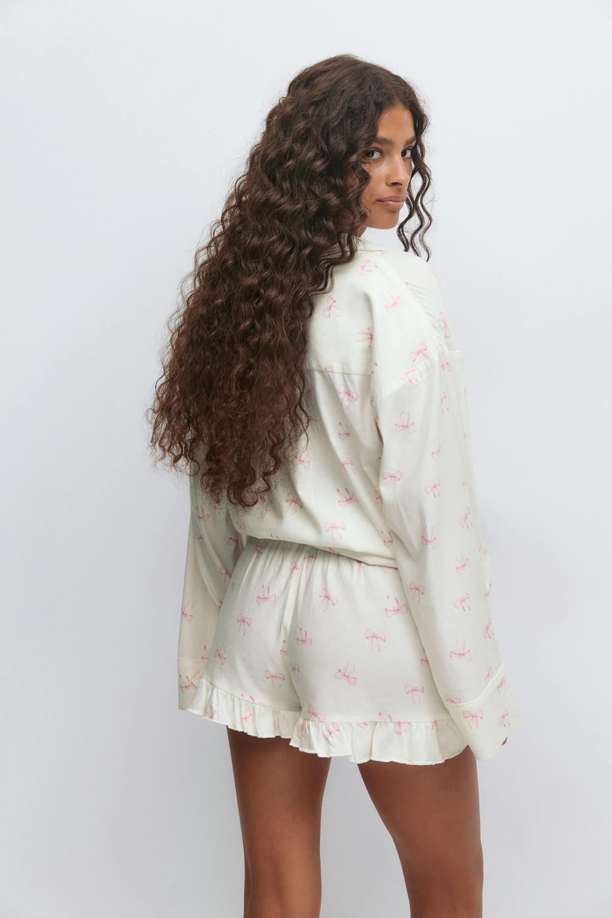 Flannel frill shorts - Bow aop