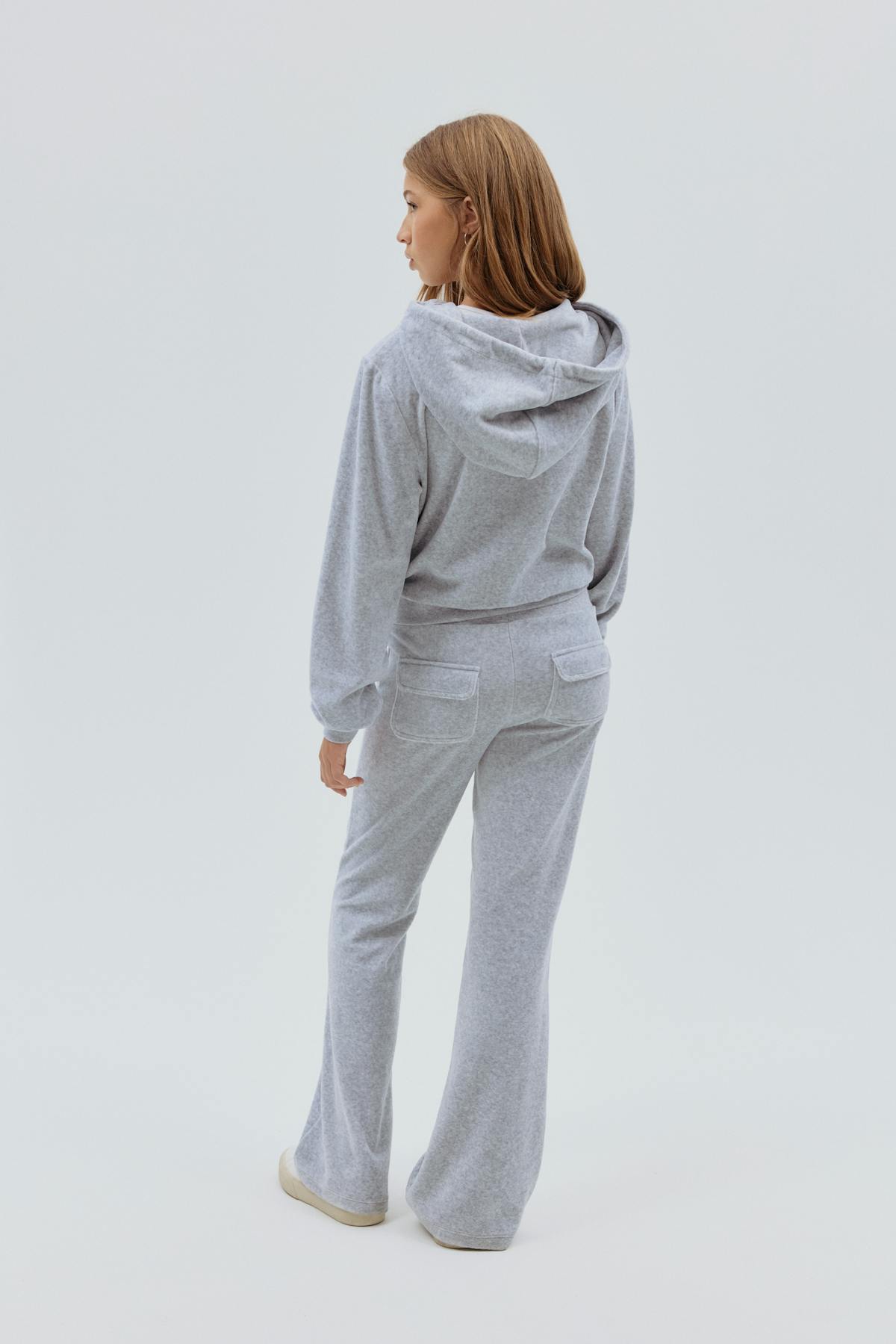 Y velour trousers - Lt grey melange