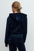 Y velour zip hood - Bleu marine