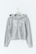 Y velour zip hood - Lt grey melange