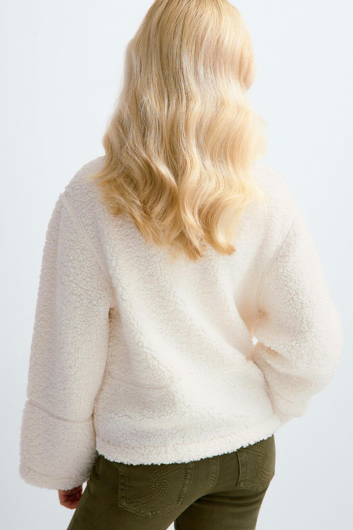 Y pile zip jacket - Crème