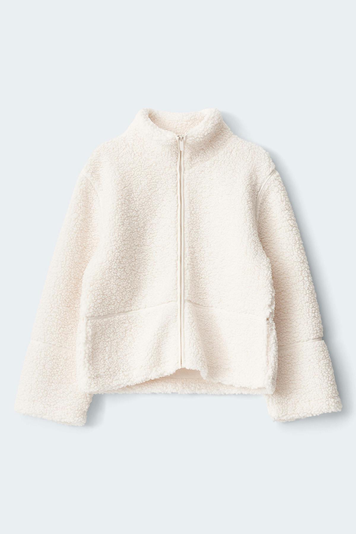 Y pile zip jacket - Crème