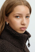 Y pile zip jacket - Marron foncé