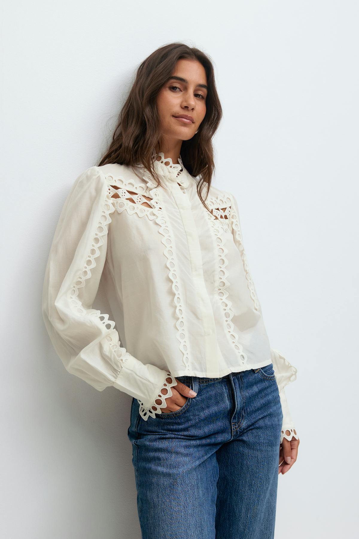Embroidery anglaise shirt - Crème