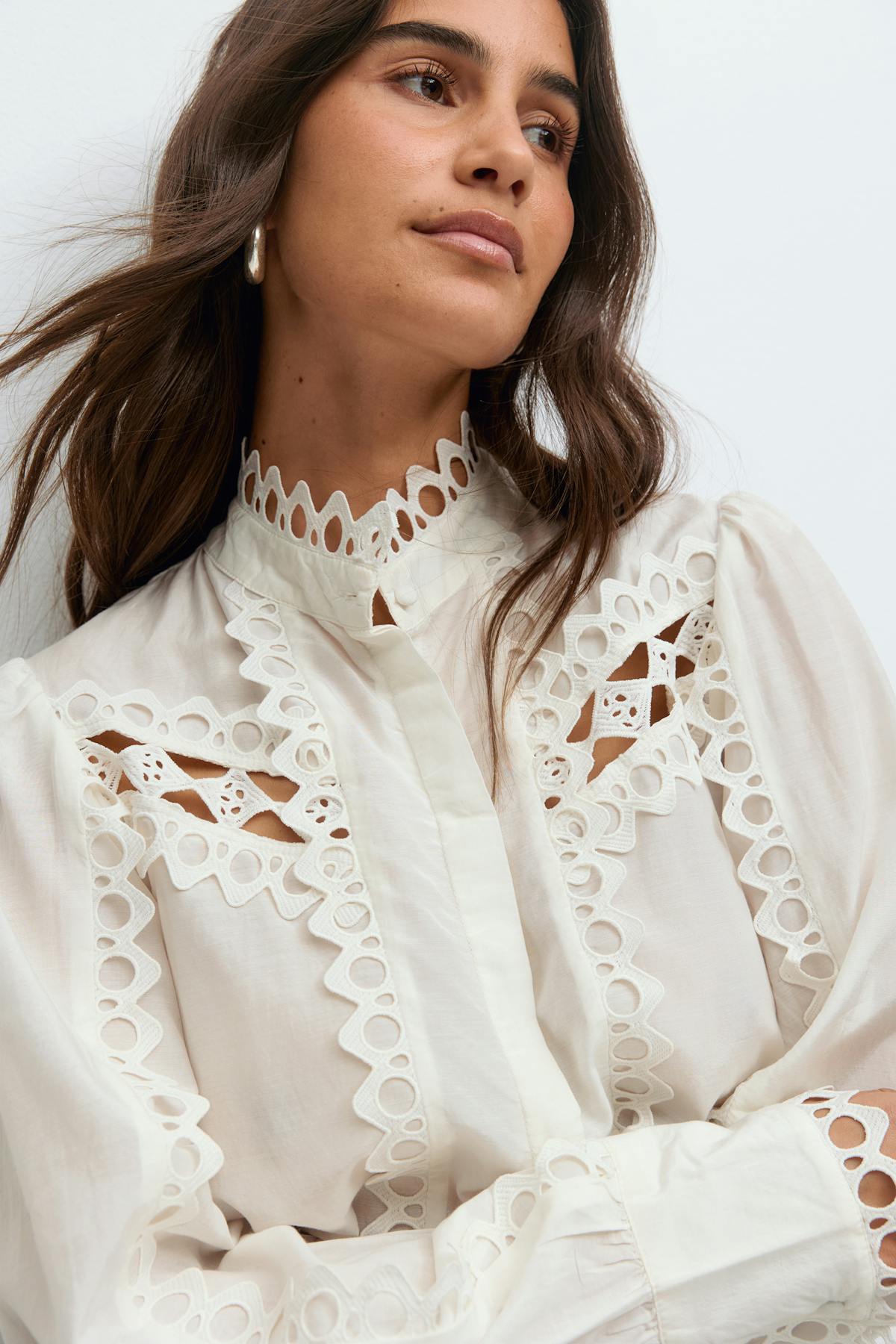 Embroidery anglaise shirt - Crème
