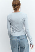 V-neck lace detail top - Skywriting