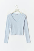 V-neck lace detail top - Skywriting