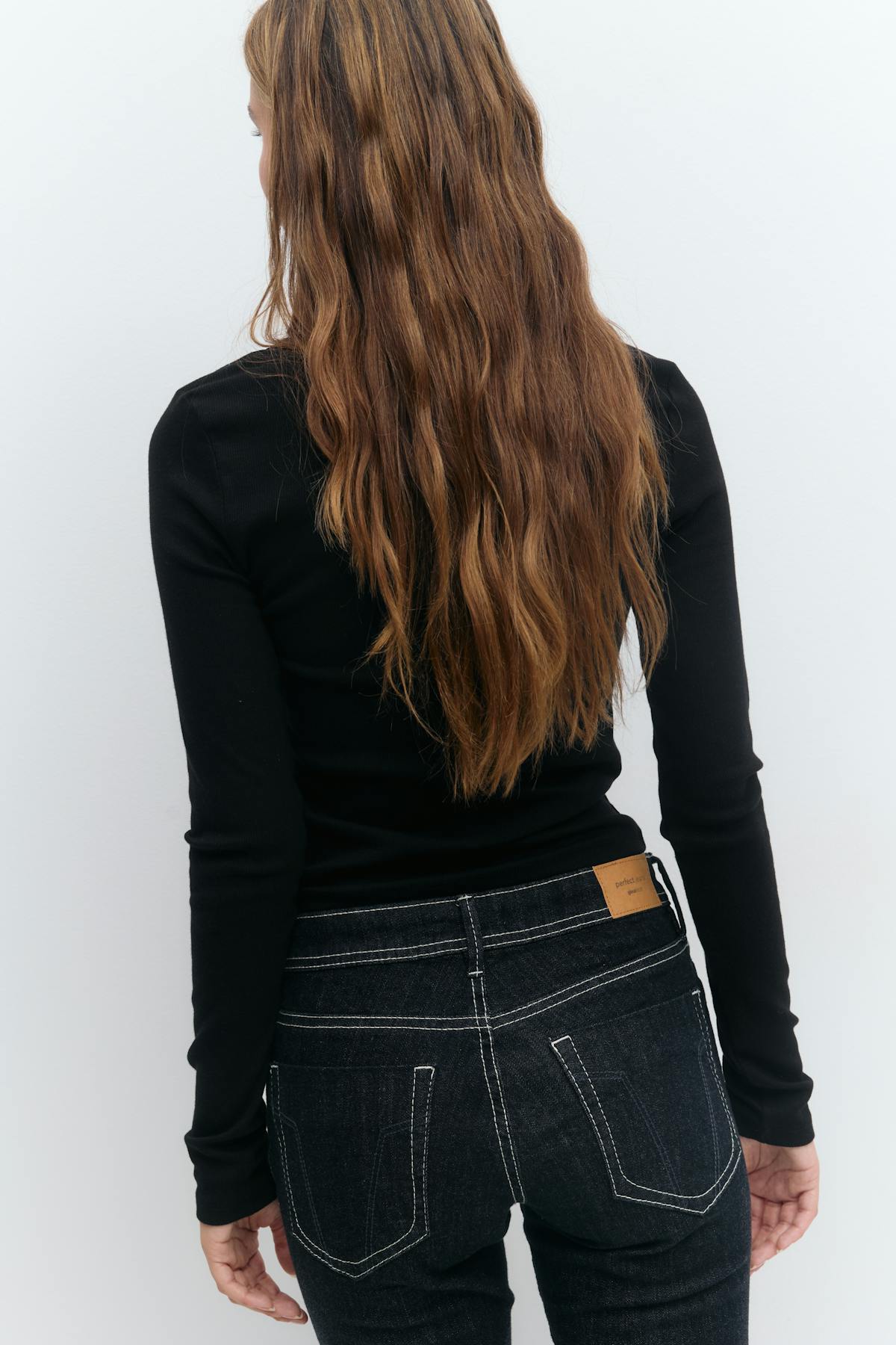 V-neck lace detail top - Noir