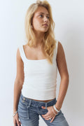 Square neck top - Noir
