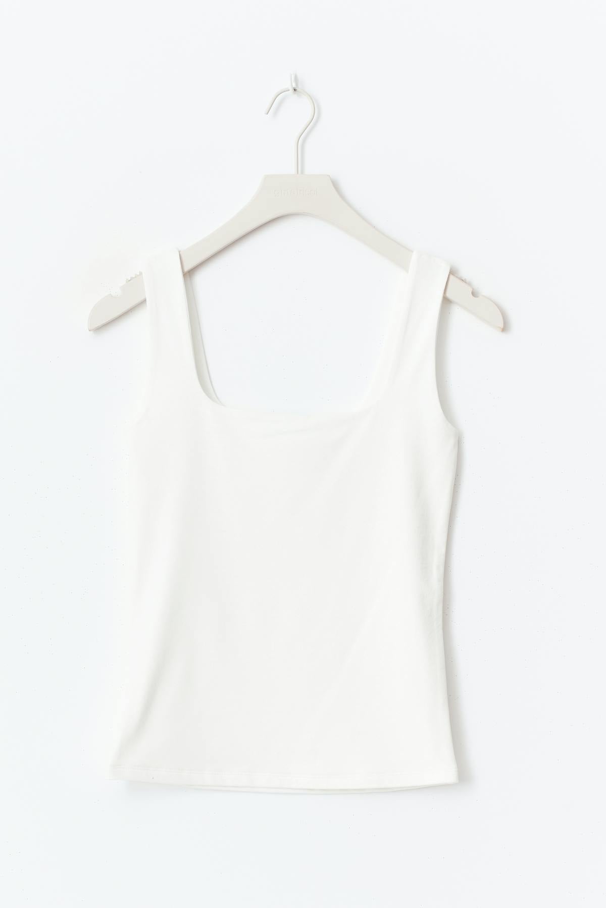 Square neck top - Blanc