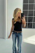 Square neck top - Noir