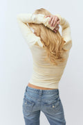 Square neck top - Bleu