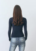 Square neck top - Navy blazer