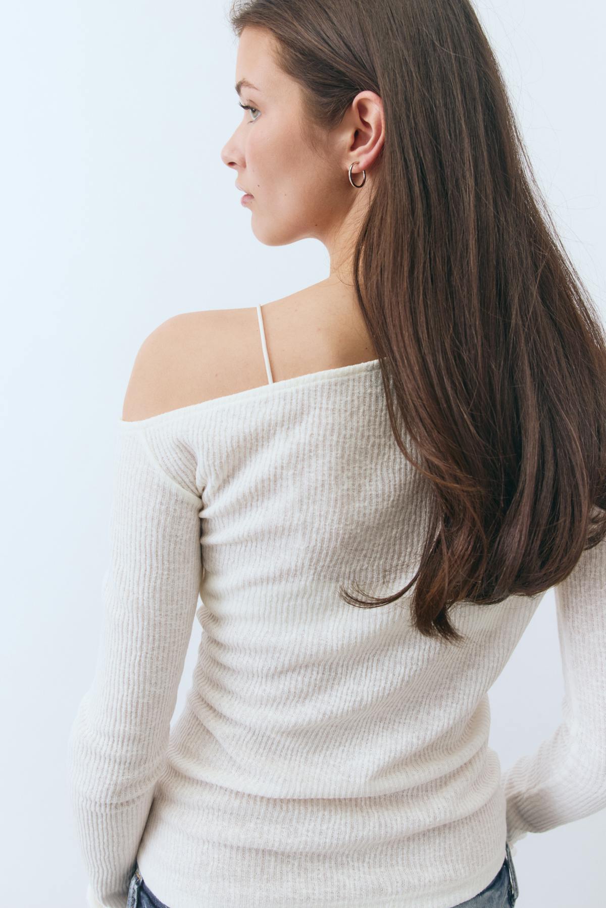 One shoulder top - Blanc cassé