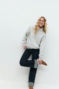 Half zip sweater - Lt grey melange