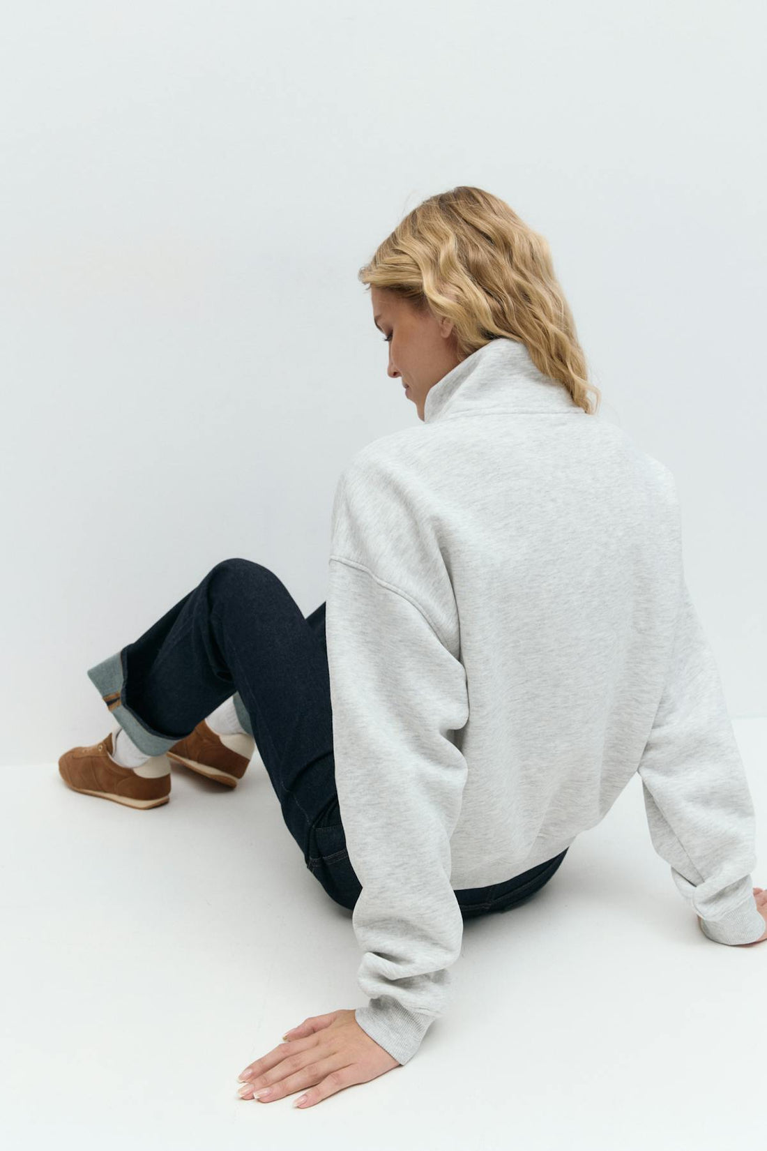 Half zip sweater - Lt grey melange