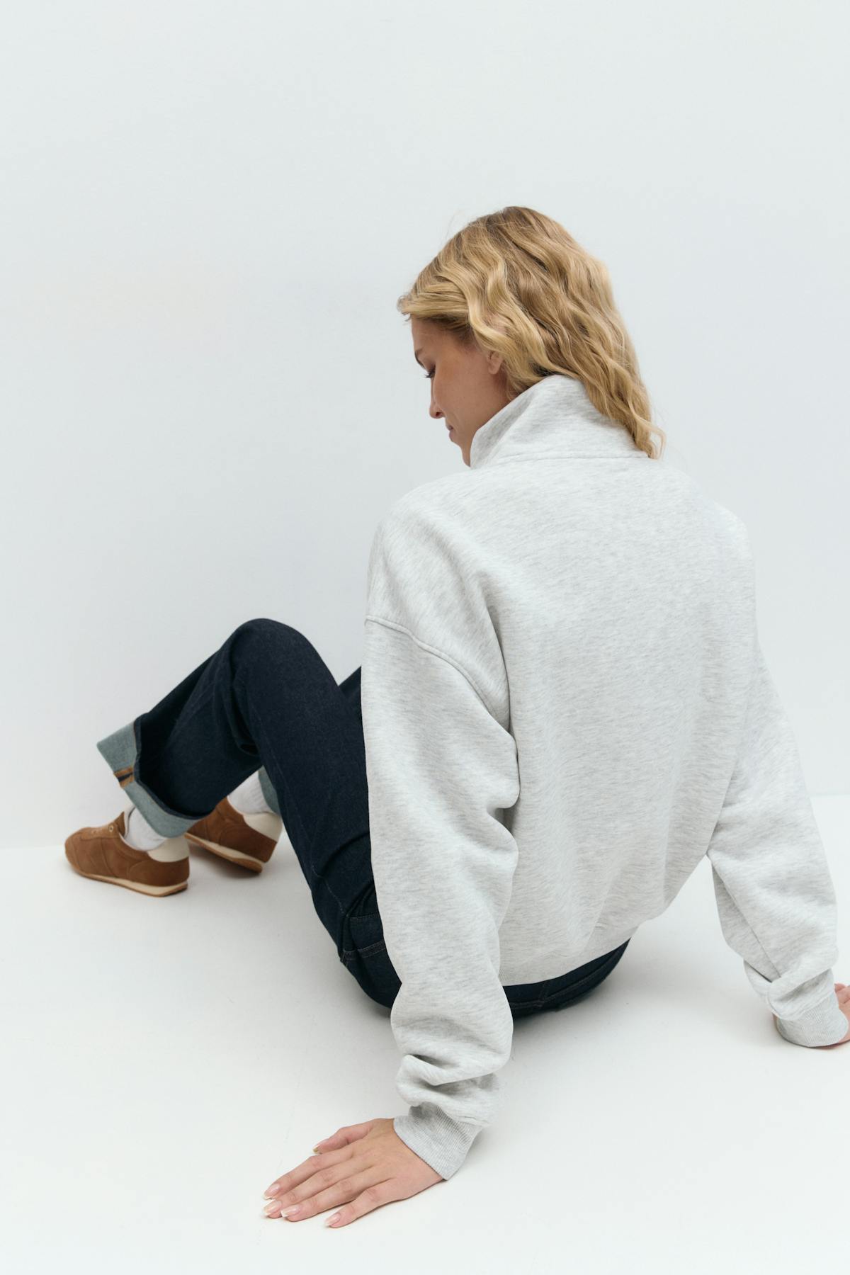 Half zip sweater - Lt grey melange