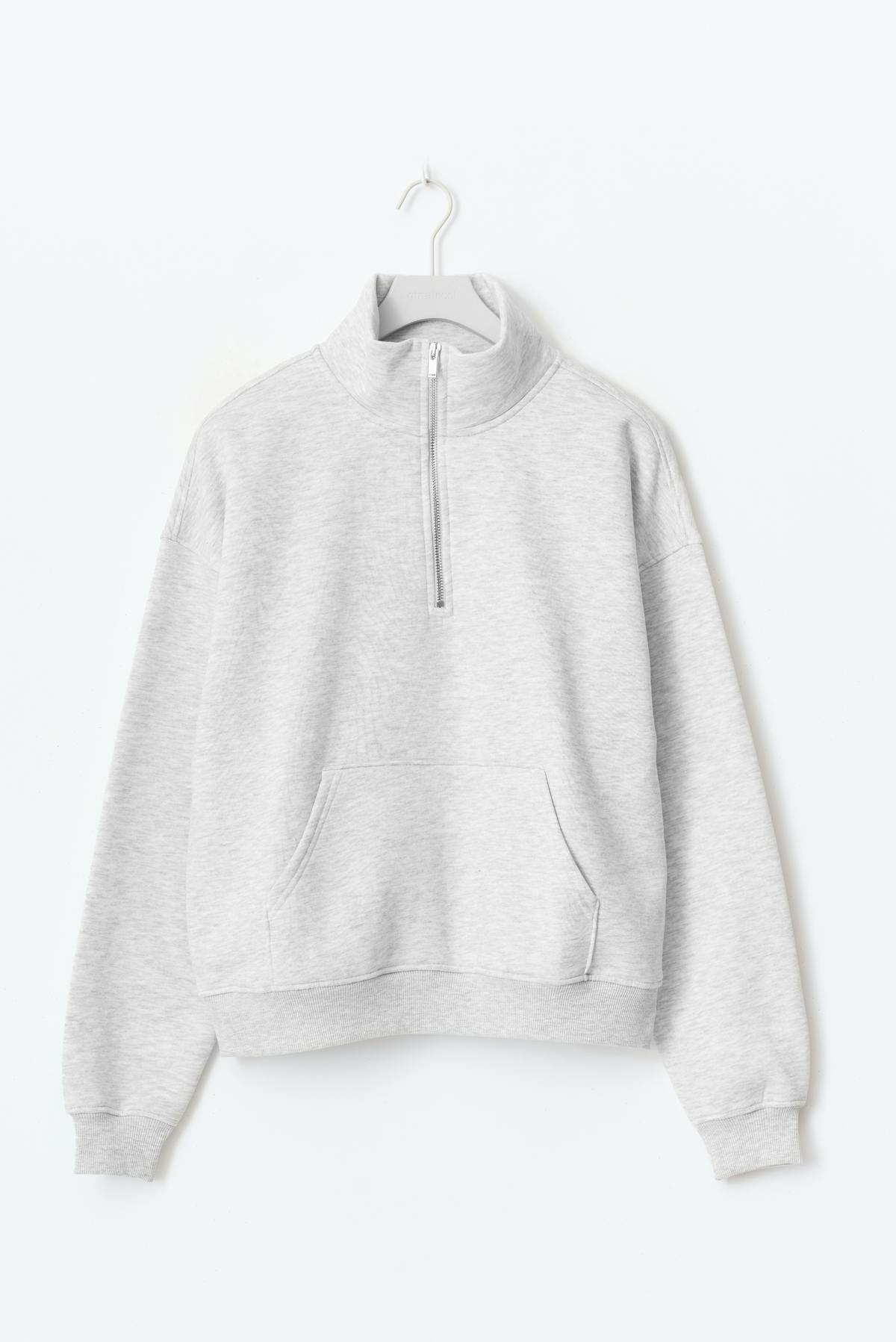 Half zip sweater - Lt grey melange