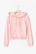 14+ velour zip hood - Rose
