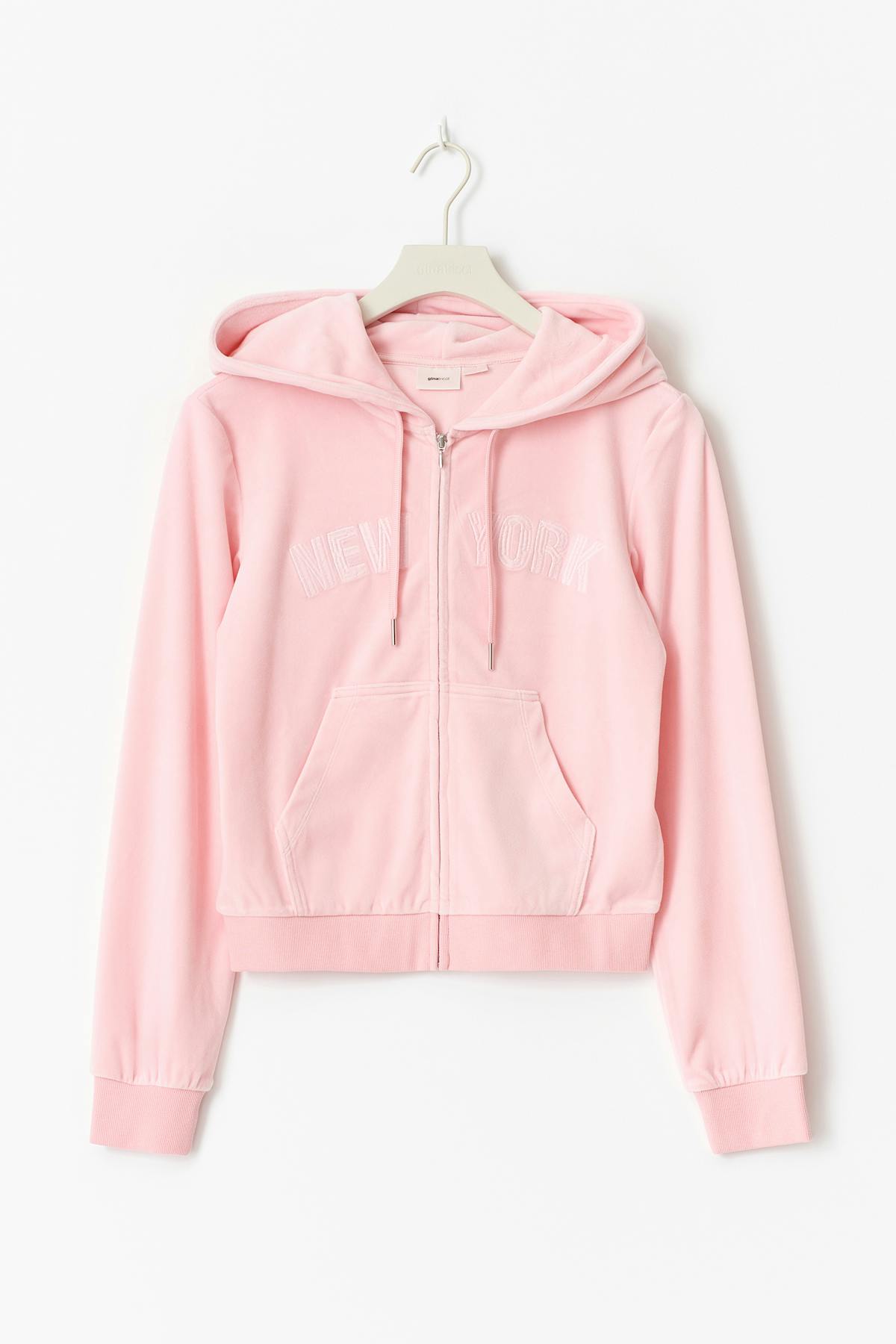 14+ velour zip hood - Rose