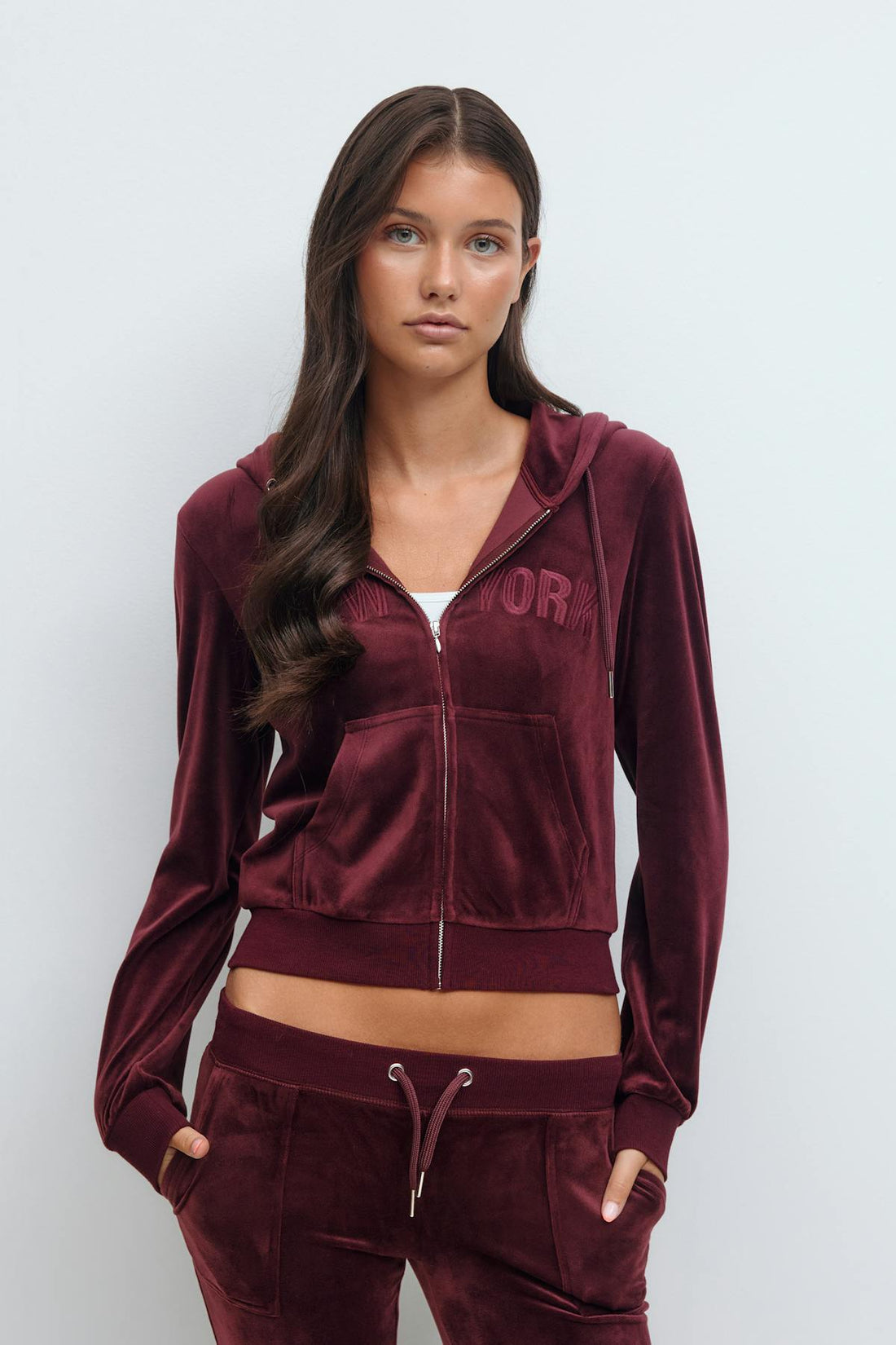 14+ velour zip hood - Bordeaux