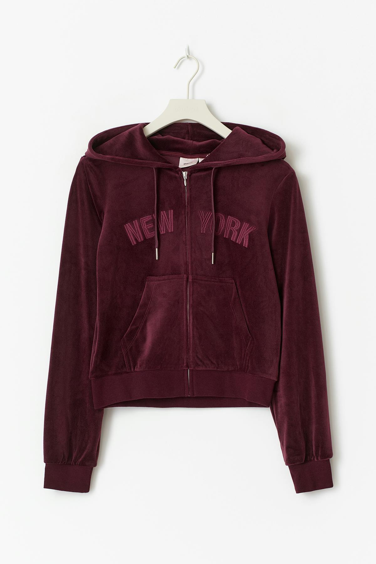 14+ velour zip hood - Bordeaux