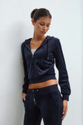 14+ velour zip hood - Bleu