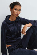 14+ velour zip hood - Bleu