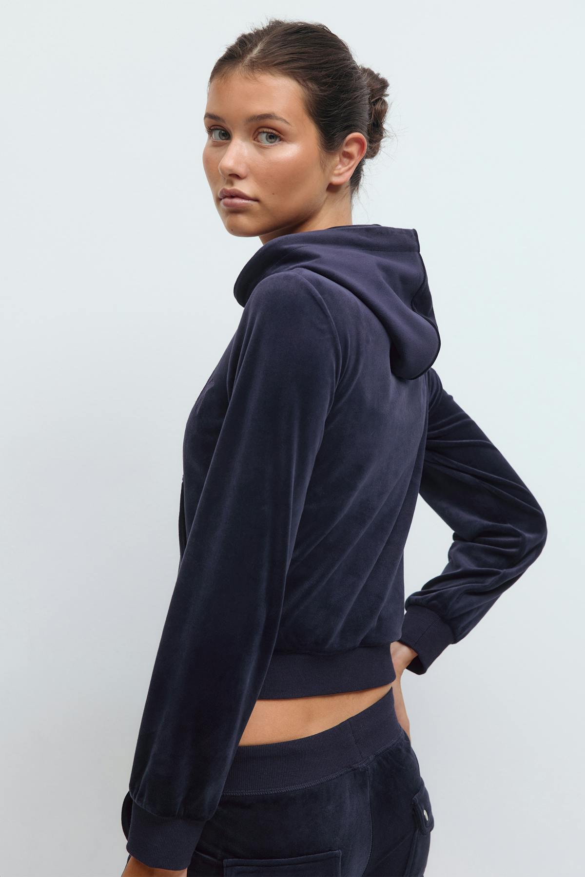 14+ velour zip hood - Bleu