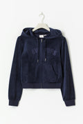 14+ velour zip hood - Bleu