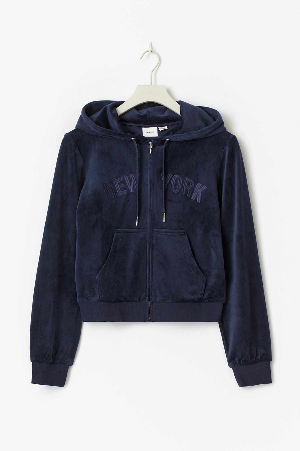 14+ velour zip hood - Bleu