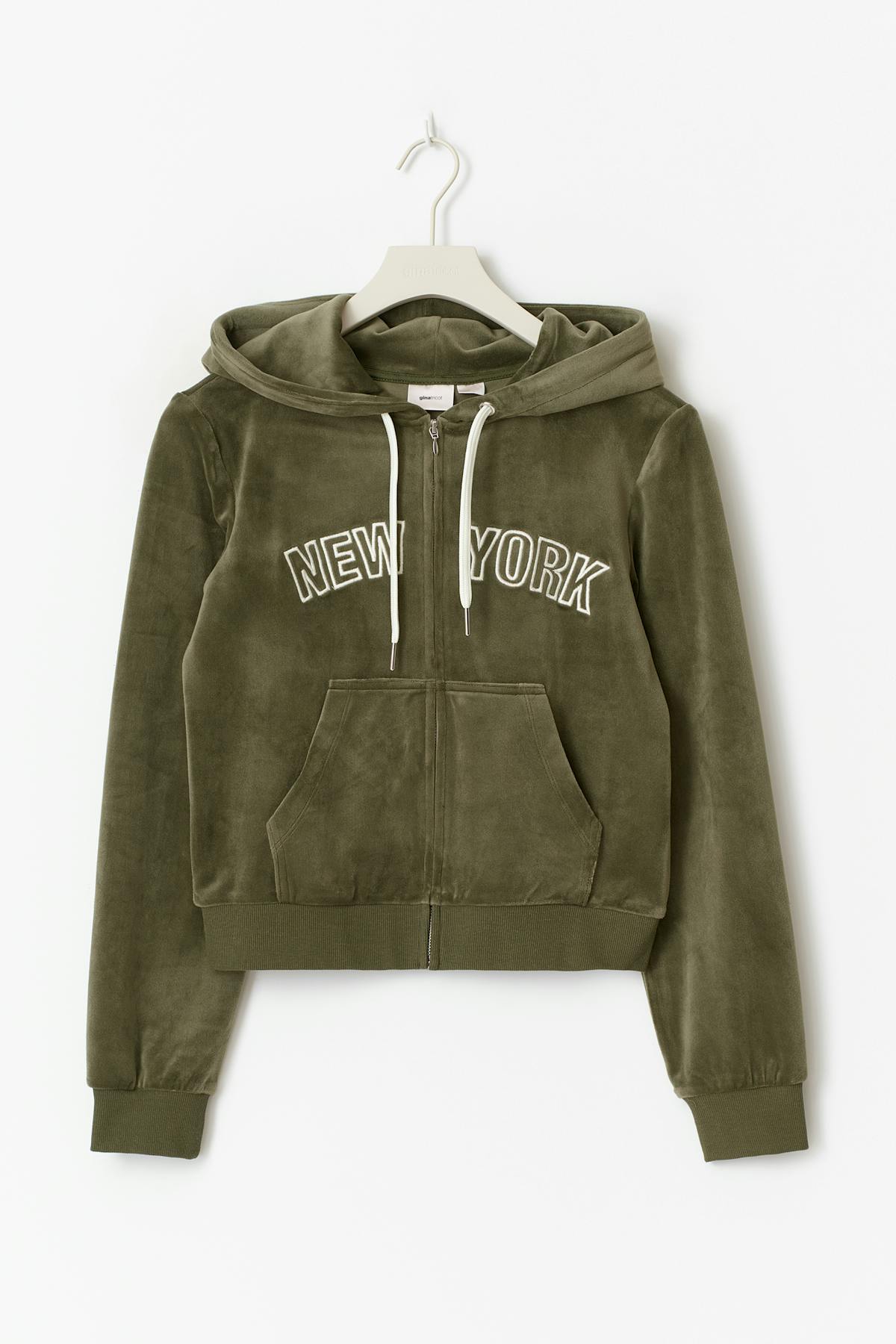 14+ velour zip hood - Vert