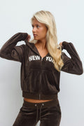14+ velour zip hood - Marron