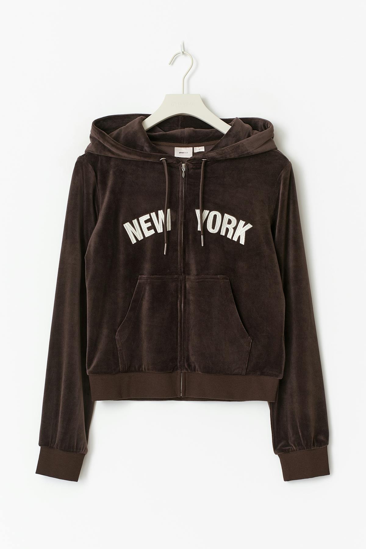 14+ velour zip hood - Marron
