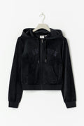 14+ velour zip hood - Noir