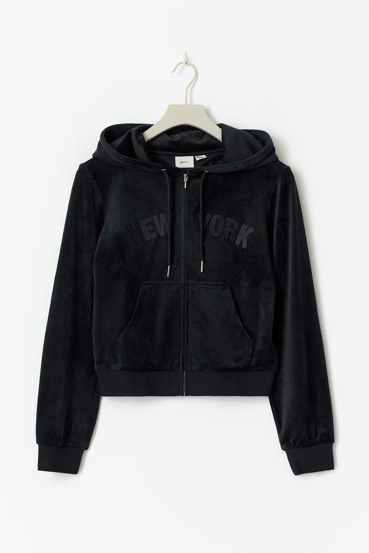 14+ velour zip hood - Noir