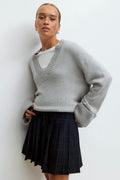 Pleated mini skirt - Blue check