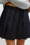Pleated mini skirt - Blue check