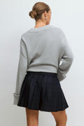Pleated mini skirt - Blue check