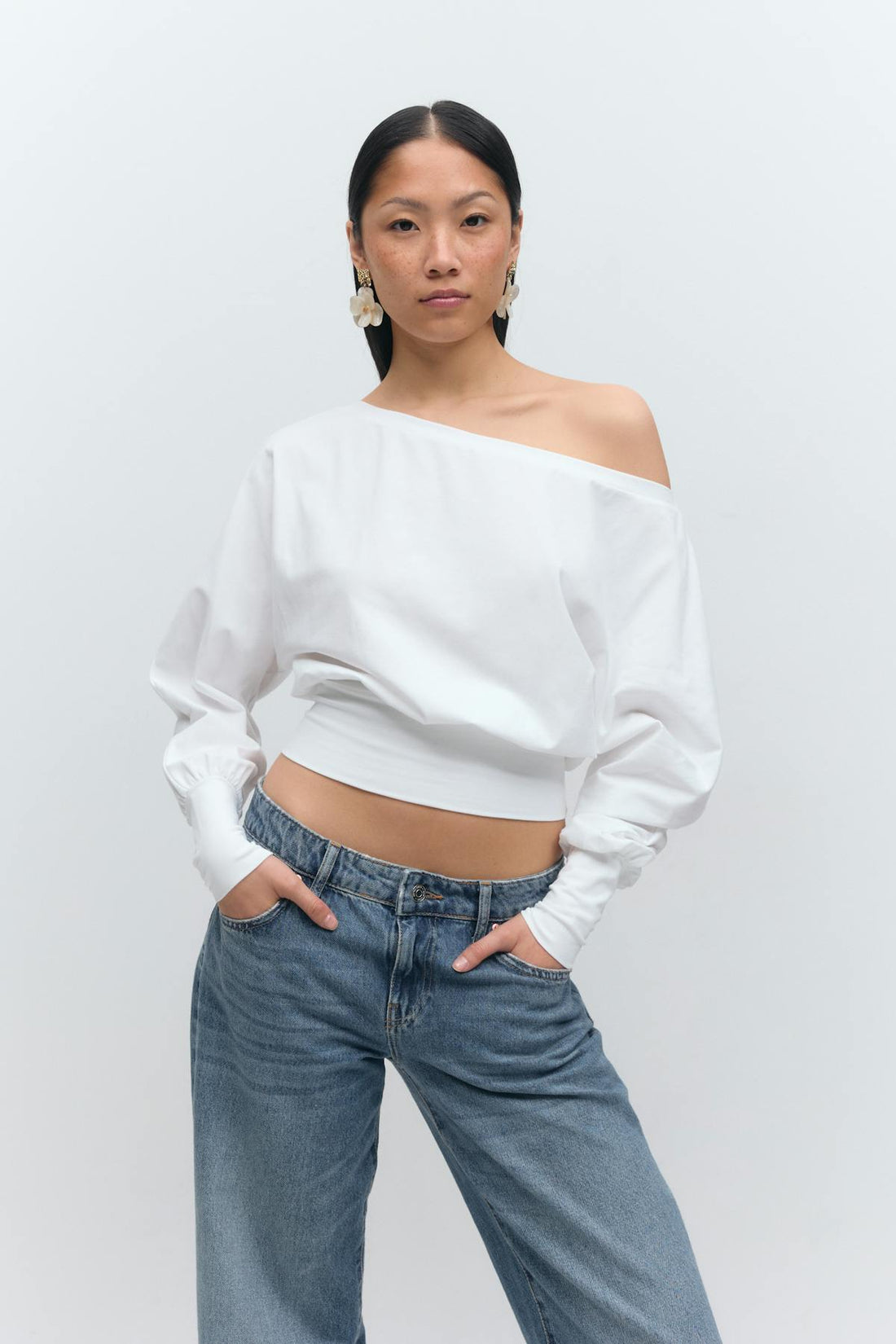 Cuff detail top - Blanc cassé