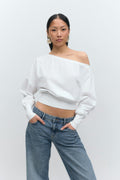 Cuff detail top - Blanc cassé