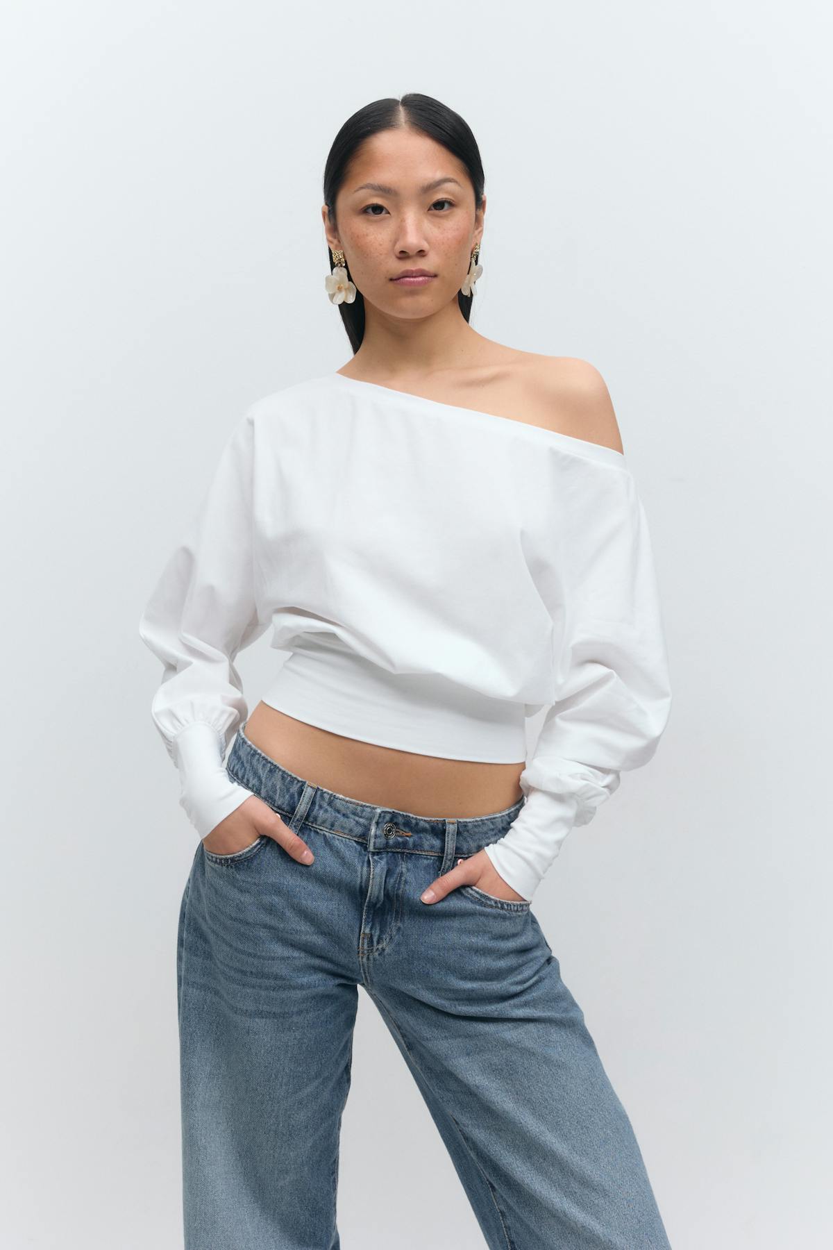 Cuff detail top - Blanc cassé