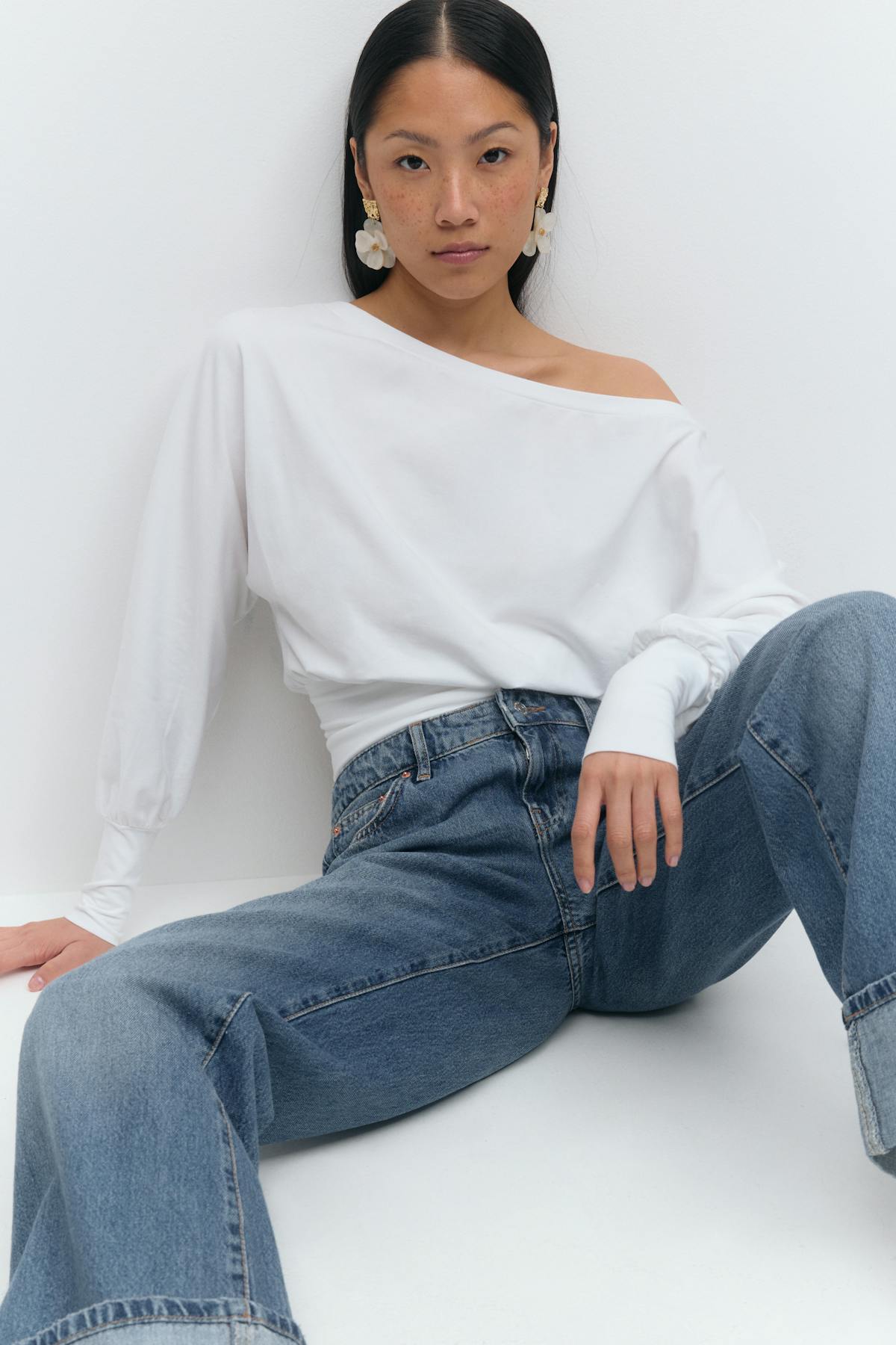 Cuff detail top - Blanc cassé
