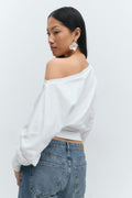 Cuff detail top - Blanc cassé