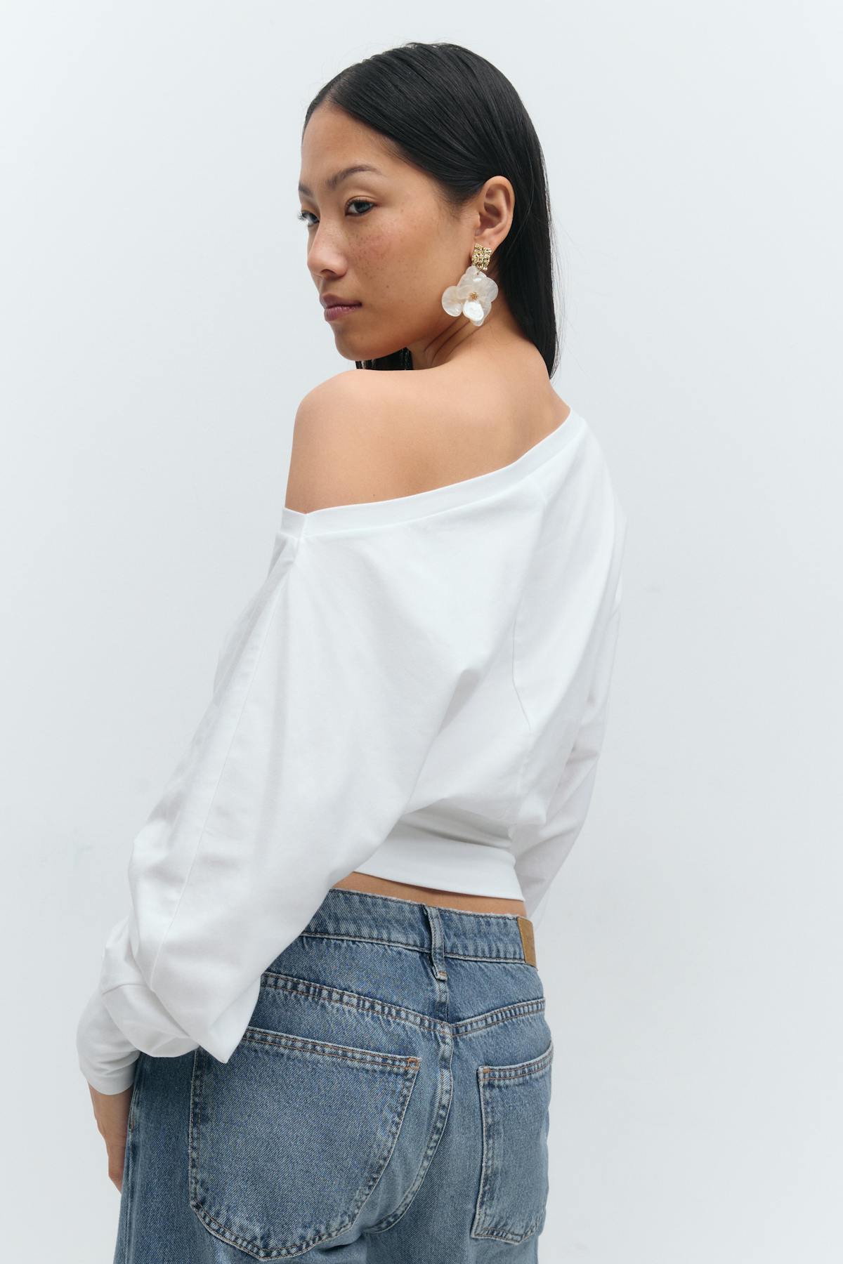Cuff detail top - Blanc cassé