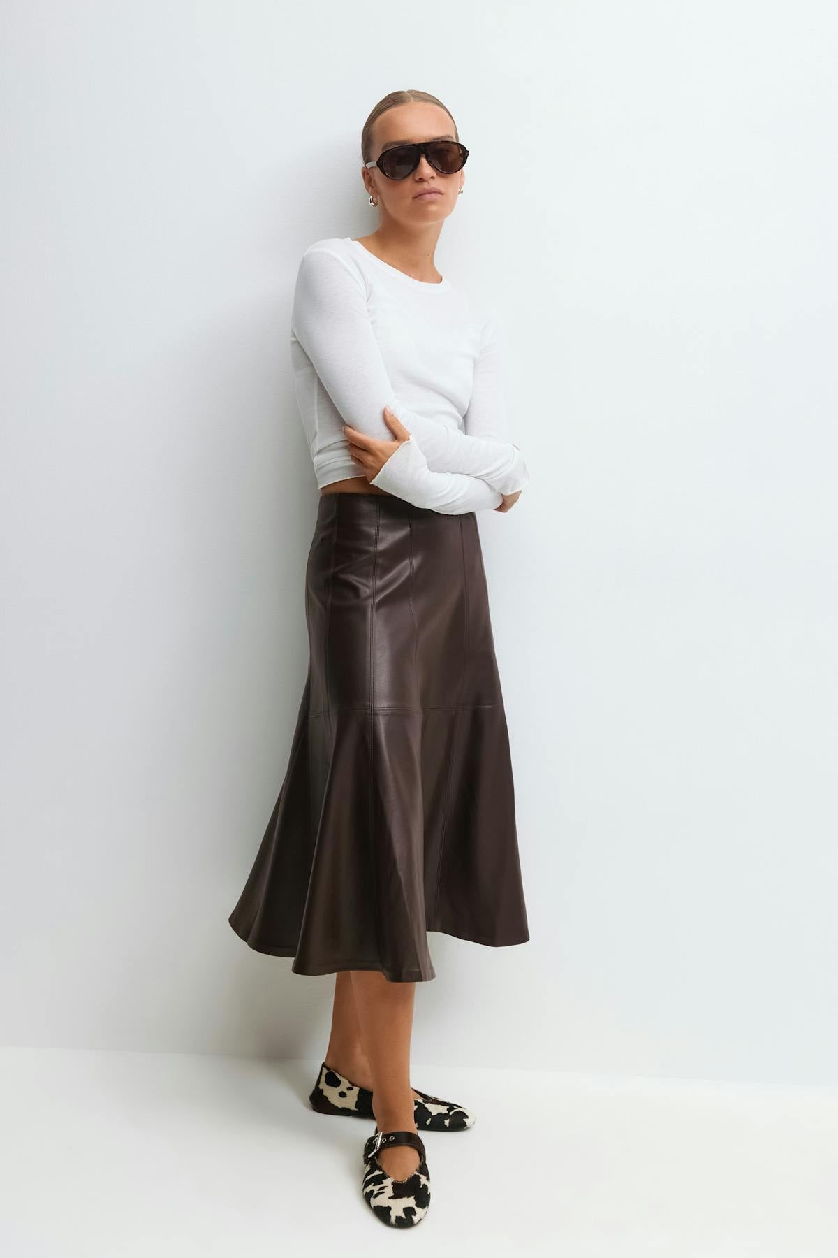 Pu midi skirt - Noir