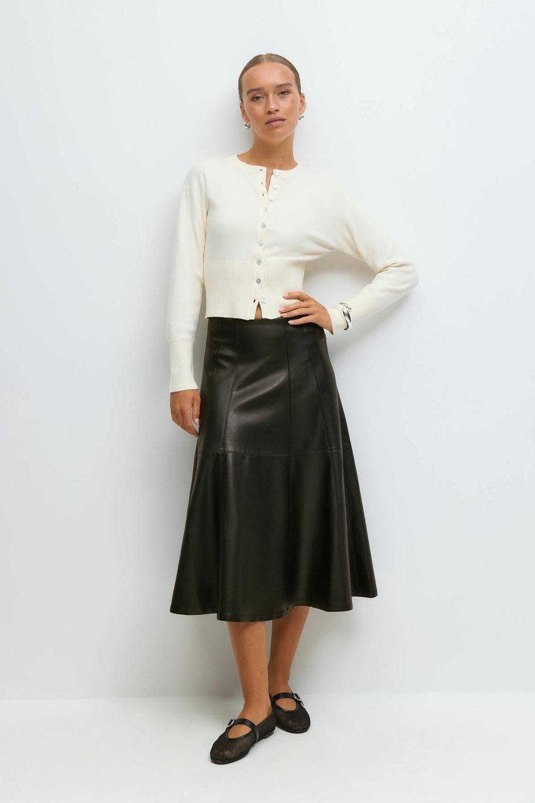 Pu midi skirt - Noir
