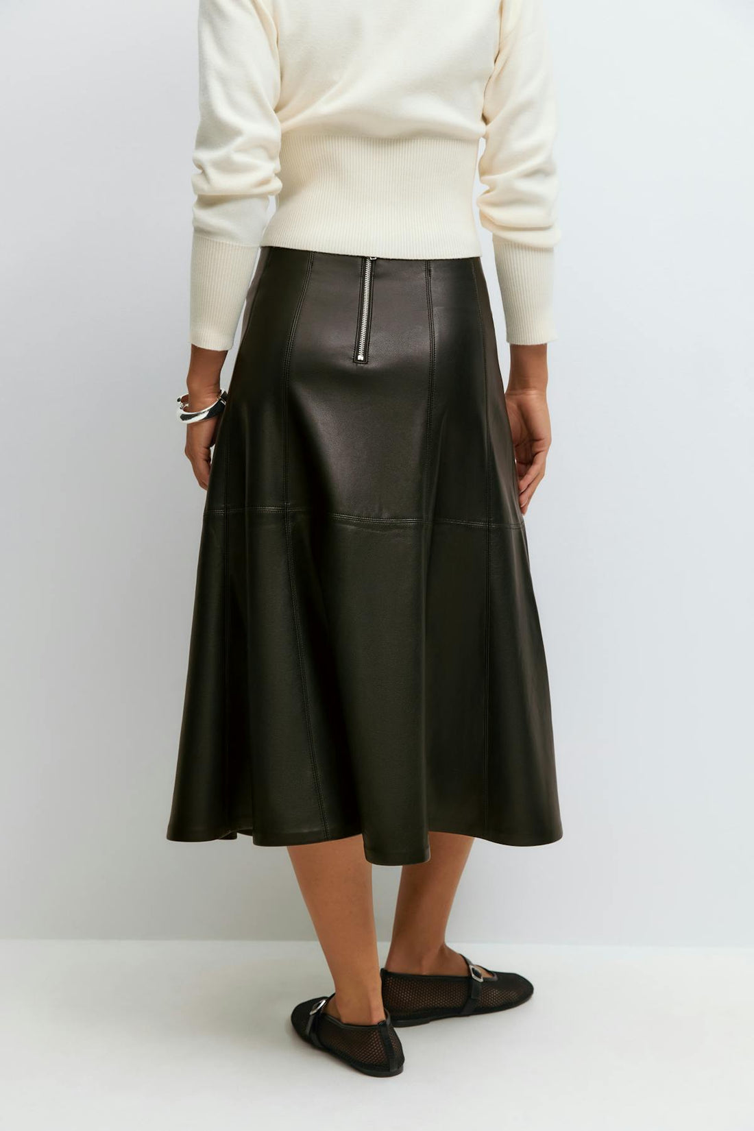 Pu midi skirt - Noir