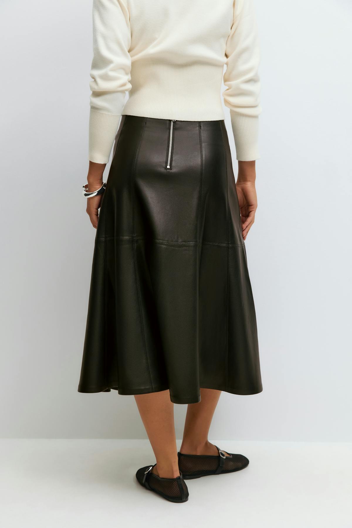 Pu midi skirt - Noir