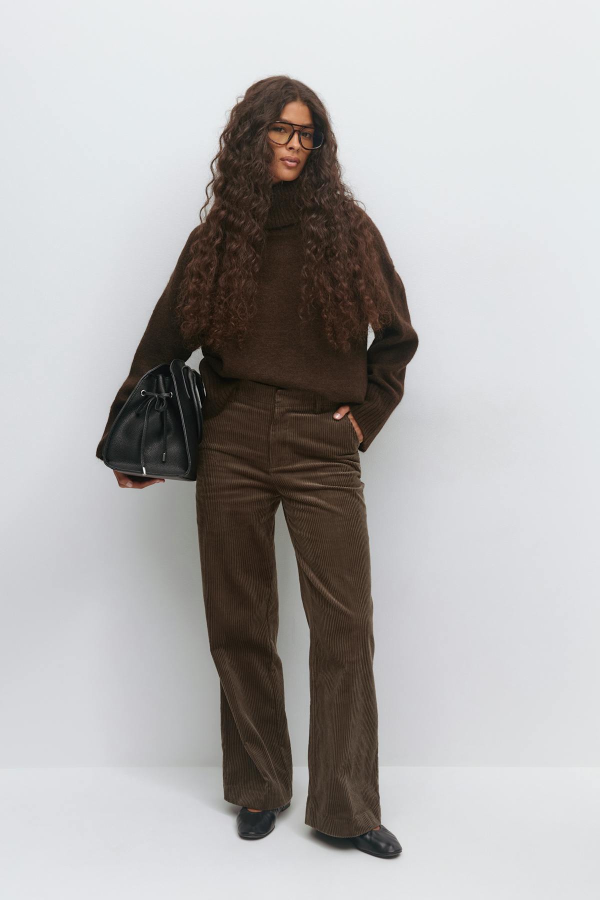 Corduroy high waist trousers - Noir